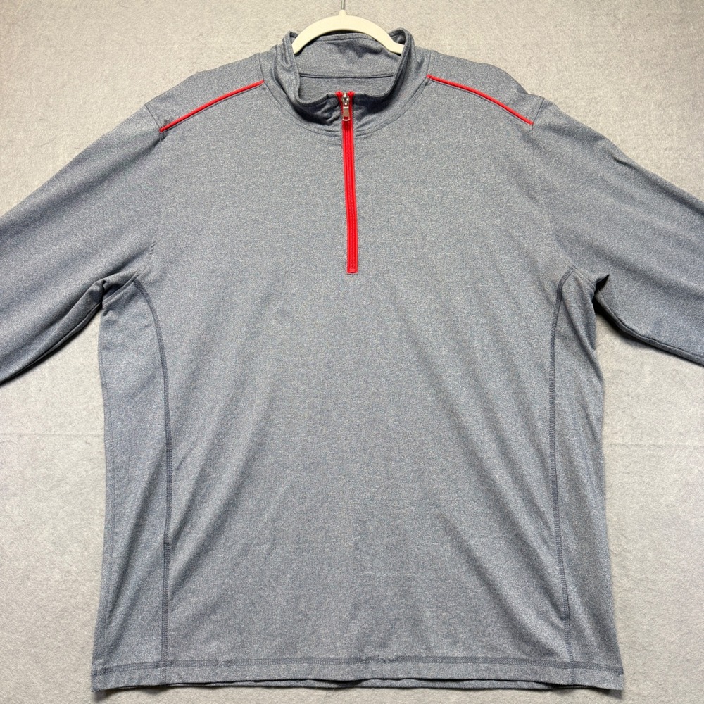 Johnnie-O Prep-Formance‎ Mens XL Heather Blue Red Quarter Zip Golf Pullover